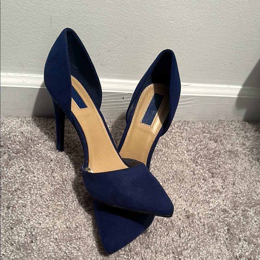Forever 21 Blue Stiletto Heels Suede Slip-On